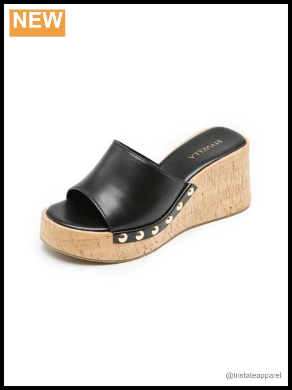 Studded Faux Leather Platform Sandals with 2.95 Inch Wedge Heel
